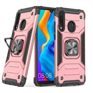For Huawei Nova 4e / P30 Lite Magnetic Armor Shockproof TPU + PC Case with Metal Ring Holder(Rose Gold)