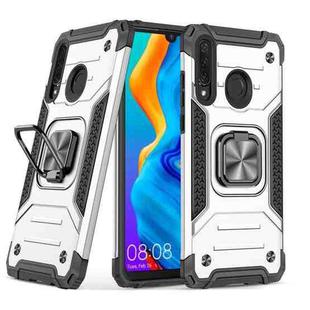 For Huawei Nova 4e / P30 Lite Magnetic Armor Shockproof TPU + PC Case with Metal Ring Holder(Silver)