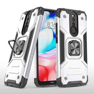 For Xiaomi Redmi 8 Magnetic Armor Shockproof TPU + PC Case with Metal Ring Holder(Silver)