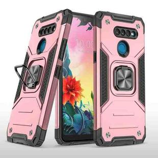 For LG K50S Magnetic Armor Shockproof TPU + PC Case with Metal Ring Holder(Rose Gold)