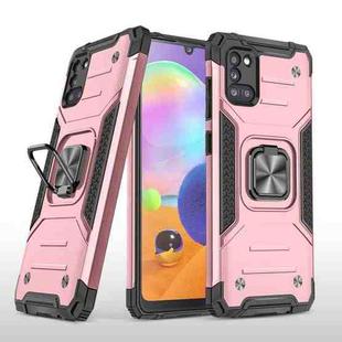 For Samsung Galaxy A31 Magnetic Armor Shockproof TPU + PC Case with Metal Ring Holder(Rose Gold)