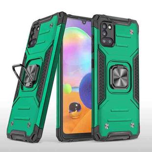 For Samsung Galaxy A31 Magnetic Armor Shockproof TPU + PC Case with Metal Ring Holder(Dark Green)