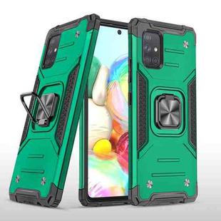 For Samsung Galaxy A71 Magnetic Armor Shockproof TPU + PC Case with Metal Ring Holder(Dark Green)