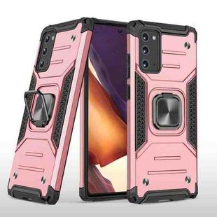 For Samsung Galaxy Note20 Magnetic Armor Shockproof TPU + PC Case with Metal Ring Holder(Rose Gold)