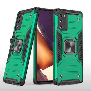 For Samsung Galaxy Note20 Magnetic Armor Shockproof TPU + PC Case with Metal Ring Holder(Dark Green)