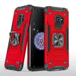 For Samsung Galaxy S9 Magnetic Armor Shockproof TPU + PC Case with Metal Ring Holder(Red)