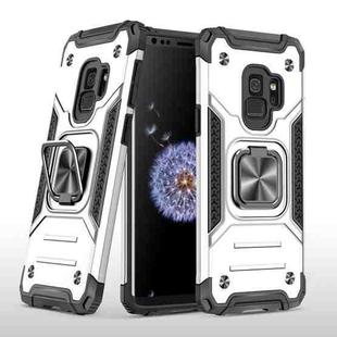 For Samsung Galaxy S9 Magnetic Armor Shockproof TPU + PC Case with Metal Ring Holder(Silver)