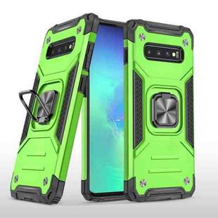 For Samsung Galaxy S10+ Magnetic Armor Shockproof TPU + PC Case with Metal Ring Holder(Green)