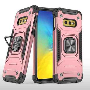 For Samsung Galaxy S10e Magnetic Armor Shockproof TPU + PC Case with Metal Ring Holder(Rose Gold)