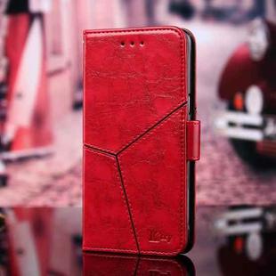 For iPhone 12 / 12 Pro Geometric Stitching Horizontal Flip TPU + PU Leather Case with Holder & Card Slots & Wallet(Red)