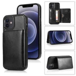 For iPhone 12 mini Shockproof PU + TPU Protective Case with Card Slots & Holder (Black)