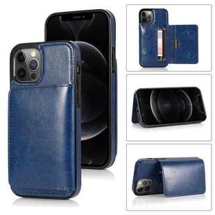 For iPhone 12 / 12 Pro Shockproof PU + TPU Protective Case with Card Slots & Holder(Blue)