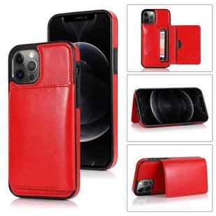 For iPhone 12 / 12 Pro Shockproof PU + TPU Protective Case with Card Slots & Holder(Red)