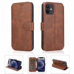 For iPhone 12 mini Shockproof PU + TPU Leather Case with Card Slots & Holder & Photo Frame & Wallet (Coffee)