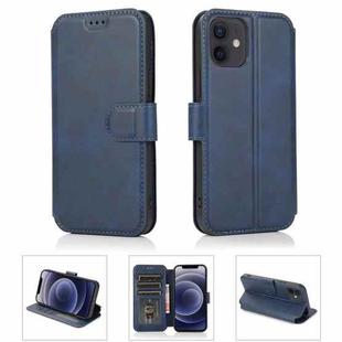 For iPhone 12 mini Shockproof PU + TPU Leather Case with Card Slots & Holder & Photo Frame & Wallet (Blue)