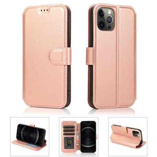 For iPhone 12 Pro Max Shockproof PU + TPU Leather Case with Card Slots & Holder & Photo Frame & Wallet(Rose Gold)