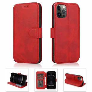 For iPhone 12 Pro Max Shockproof PU + TPU Leather Case with Card Slots & Holder & Photo Frame & Wallet(Red)