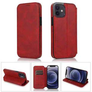 For iPhone 12 mini Strong Magnetic Closure PU + TPU Leather Case with Card Slots & Holder (Red)