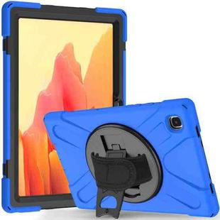For Samsung Galaxy Tab A7 (2020) T500/T505 360 Degree Rotation PC + Silicone Protective Case with Holder & Hand-strap(Blue)
