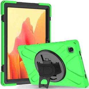For Samsung Galaxy Tab A7 (2020) T500/T505 360 Degree Rotation PC + Silicone Protective Case with Holder & Hand-strap(Green)