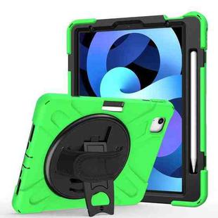 For iPad Air 2022 / 2020 10.9 360 Degree Rotation PC + Silicone Protective Case with Holder & Hand-strap(Green)