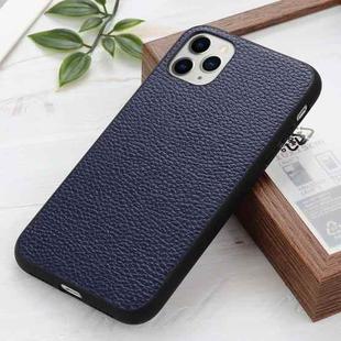 For iPhone 12 Pro Max Litchi Texture Genuine Leather Folding Protective Case(Blue)