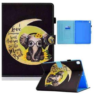 Colored Drawing Horizontal Flip Leather Case with Holder & Card Slots & Sleep / Wake-up Function For iPad 10.2 2021 / 2020 / 2019 / iPad Air 10.5 (2019)(Moon Baby Elephant)