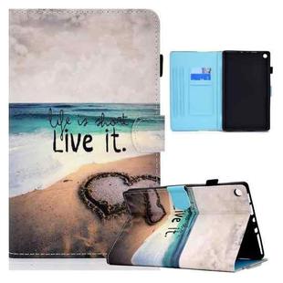 For Amazon Kindle Fire HD8 (2016) / (2017) Colored Drawing Horizontal Flip Leather Case with Holder & Card Slots & Sleep / Wake-up Function(Love)