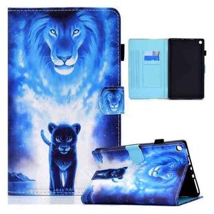 For Amazon Kindle Fire HD8 (2016) / (2017) Colored Drawing Horizontal Flip Leather Case with Holder & Card Slots & Sleep / Wake-up Function(Lion)