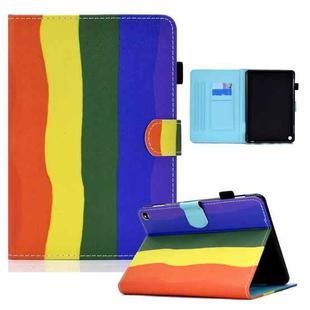 For Amazon Kindle Fire HD8 (2020) Colored Drawing Horizontal Flip Leather Case with Holder & Card Slots & Sleep / Wake-up Function(Rainbow)