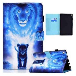 For Amazon Kindle Fire HD10 2015 / 2017 / 2019 Colored Drawing Horizontal Flip Leather Case with Holder & Card Slots & Sleep / Wake-up Function(Lion)