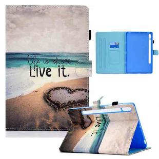 For Samsung Galaxy Tab S8 / Galaxy Tab S7 T870 / T875 Colored Drawing Horizontal Flip Leather Case with Holder & Card Slots & Sleep / Wake-up Function(Love)