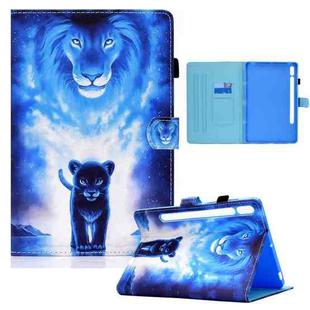 For Samsung Galaxy Tab S8 / Galaxy Tab S7 T870 / T875 Colored Drawing Horizontal Flip Leather Case with Holder & Card Slots & Sleep / Wake-up Function(Lion)