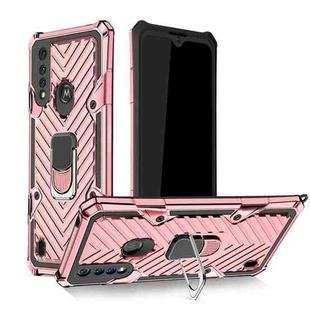 For Motorola Moto G8 Power Lite Cool Armor PC + TPU Shockproof Case with 360 Degree Rotation Ring Holder(Rose Gold)