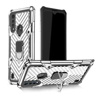 For Motorola Moto G8 Power Lite Cool Armor PC + TPU Shockproof Case with 360 Degree Rotation Ring Holder(Silver)