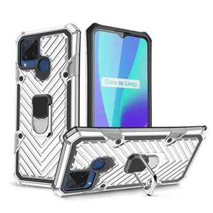For OPPO Realme C15 Cool Armor PC + TPU Shockproof Case with 360 Degree Rotation Ring Holder(Silver)