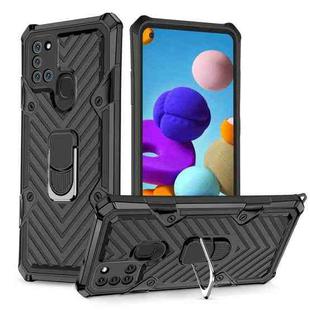 For Samsung Galaxy A21s Cool Armor PC + TPU Shockproof Case with 360 Degree Rotation Ring Holder(Black)