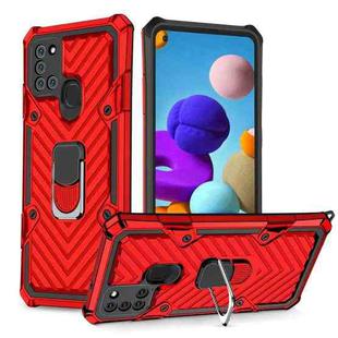 For Samsung Galaxy A21s Cool Armor PC + TPU Shockproof Case with 360 Degree Rotation Ring Holder(Red)