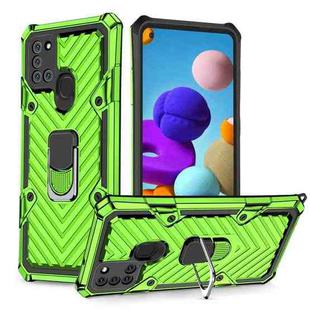 For Samsung Galaxy A21s Cool Armor PC + TPU Shockproof Case with 360 Degree Rotation Ring Holder(Green)