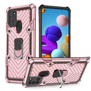 For Samsung Galaxy A21s Cool Armor PC + TPU Shockproof Case with 360 Degree Rotation Ring Holder(Rose Gold)