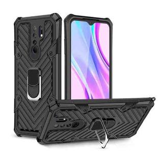 For Xiaomi Redmi 9 Cool Armor PC + TPU Shockproof Case with 360 Degree Rotation Ring Holder(Black)