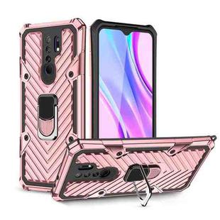 For Xiaomi Redmi 9 Cool Armor PC + TPU Shockproof Case with 360 Degree Rotation Ring Holder(Rose Gold)