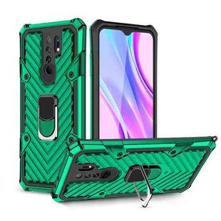 For Xiaomi Redmi 9 Cool Armor PC + TPU Shockproof Case with 360 Degree Rotation Ring Holder(Dark Green)