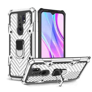 For Xiaomi Redmi 9 Cool Armor PC + TPU Shockproof Case with 360 Degree Rotation Ring Holder(Silver)