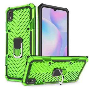 For Xiaomi Redmi 9A Cool Armor PC + TPU Shockproof Case with 360 Degree Rotation Ring Holder(Green)