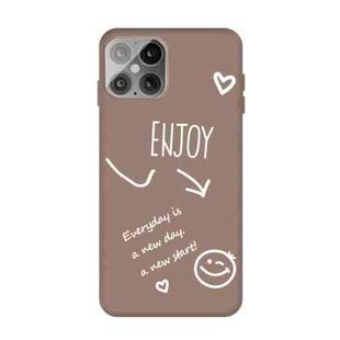 For iPhone 12 / 12 Pro Enjoy Smiley Heart Pattern Shockproof TPU Case(Khaki)