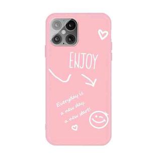 For iPhone 12 Pro Max Enjoy Smiley Heart Pattern Shockproof TPU Case(Pink)