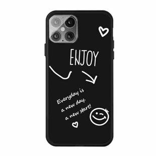 For iPhone 12 Pro Max Enjoy Smiley Heart Pattern Shockproof TPU Case(Black)