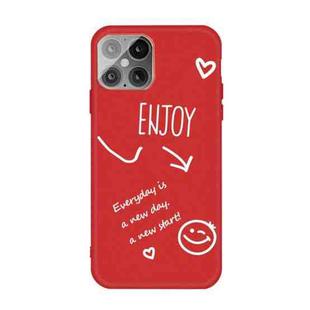 For iPhone 12 Pro Max Enjoy Smiley Heart Pattern Shockproof TPU Case(Red)