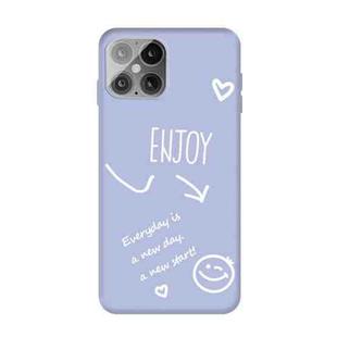 For iPhone 12 Pro Max Enjoy Smiley Heart Pattern Shockproof TPU Case(Light Purple)
